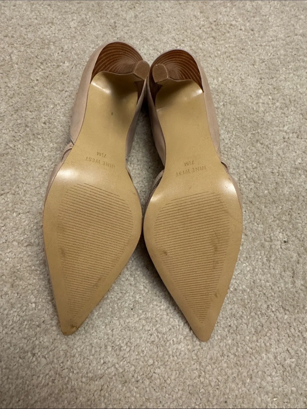 Nine West Dusty Taupe Pointed Toe Pumps with Gold Accents
